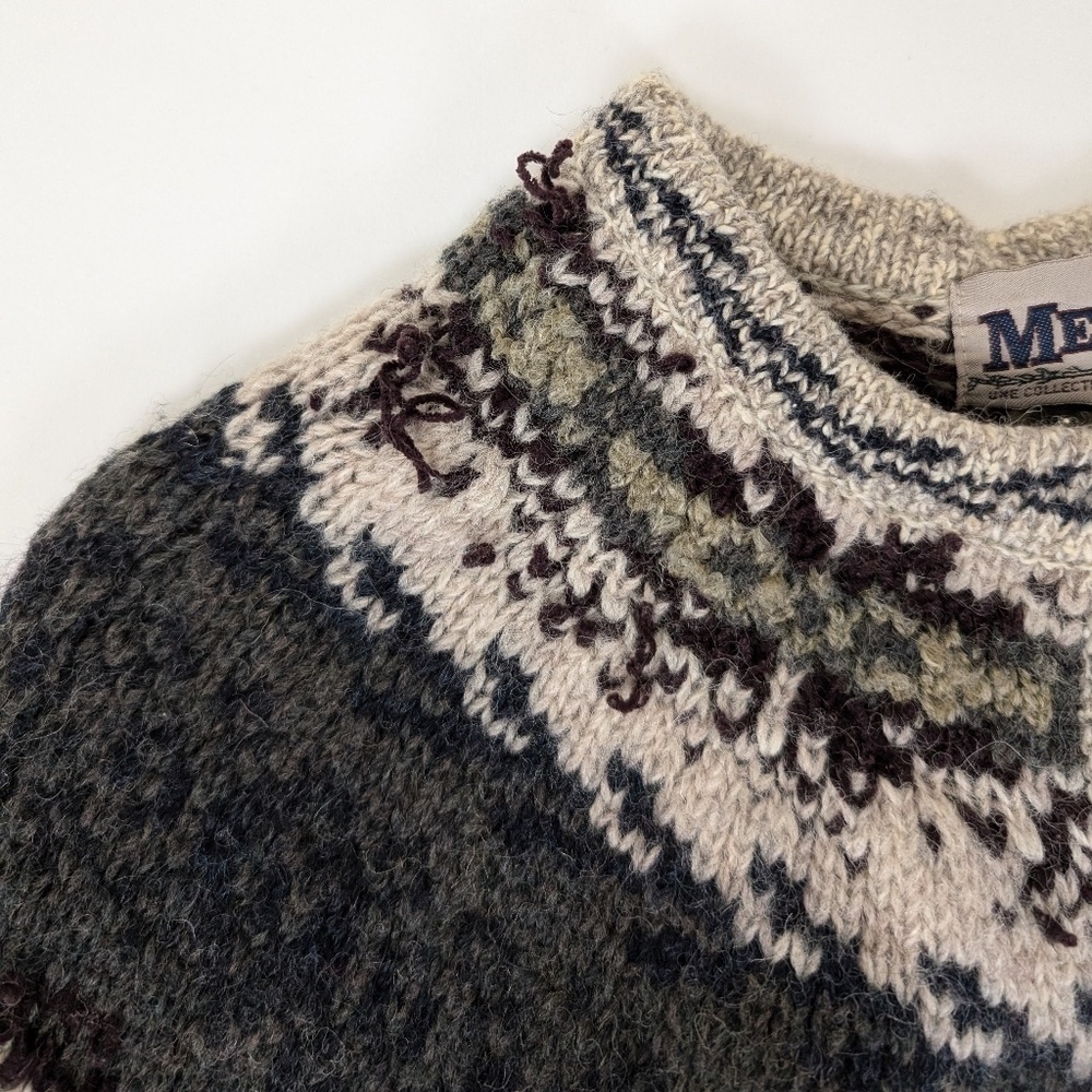 Vintage Knit Fair Isle Cardigan Norwegian Icelandic Button Down Cozy Comfy - Picture 5 of 10